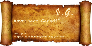 Vavrinecz Gergő névjegykártya